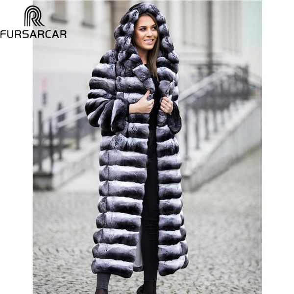

women's fur & faux fursarcar luxury 130cm x-long women natural rex real coat woolen skin collar jacket, Black
