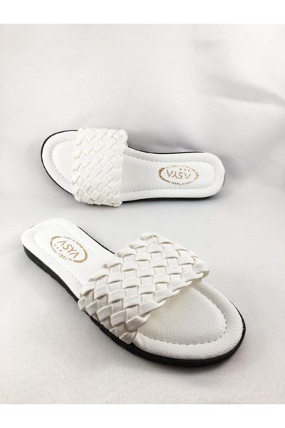 

slippers flat base braided casual, Black