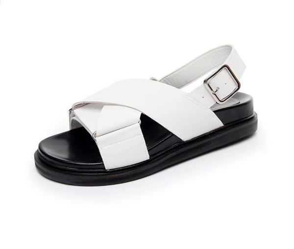 

sandals hkns 2021 cross straps student flat roman shoes net red, Black