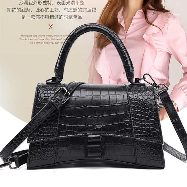 

women's bag 2021 new fashion crocodile pattern portable hourglass bag texture pu small square bag