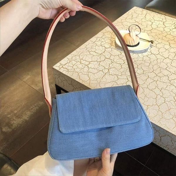 

simple fashion women handle bag retro denim cloth ladies single shoulder messenger bags solid color female small tote purses cross body