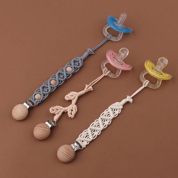 

pacifiers# baby pacifier clips woven cotton rope chain infant nipple soother dummy holder clip
