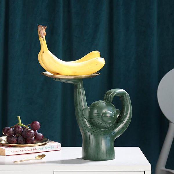 

kitchen storage & organization monkey resin tray fruit display plate jewelry ring earrings creative home decoration organizer