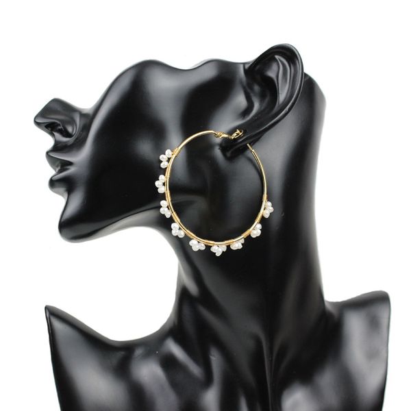 

pearl earrings big large hoop earring for women 211176, Golden;silver