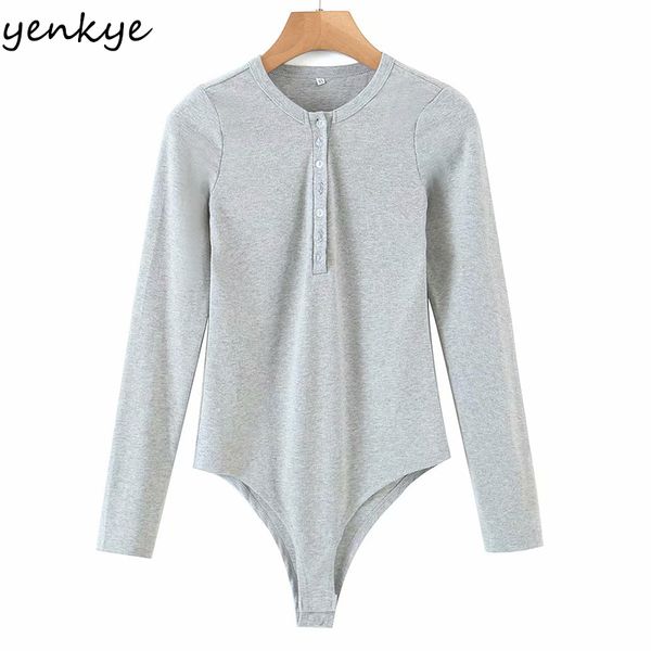 

vintage gray elastic knit bodysuit women long sleeve body femme playsuit xqb2628 210430, Black;white