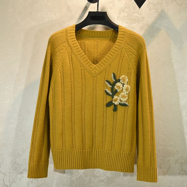 

women's sweaters female arrival autumn with v-neck floral embroidered vintage pullovers c608, White;black