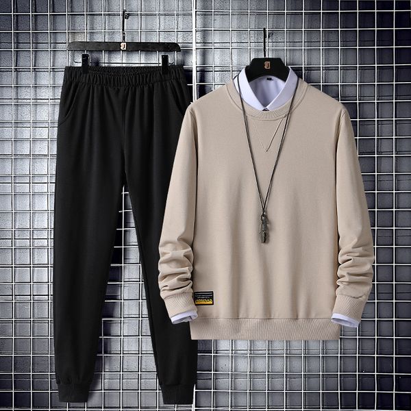 

spring and autumn suit thin sweater trousers men's casual cloth, Black