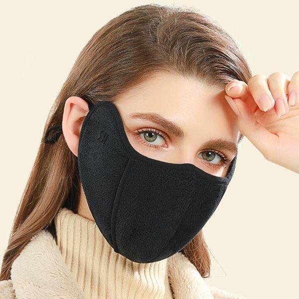

cycling caps & masks winter face mask for men women fleece windproof half with earflap outdoor sport, Black