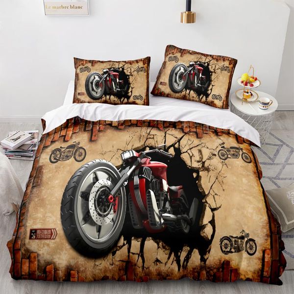 

bedding sets motorcycle set single twin full  king size bed aldult kid bedroom duvetcover 3d anime 031