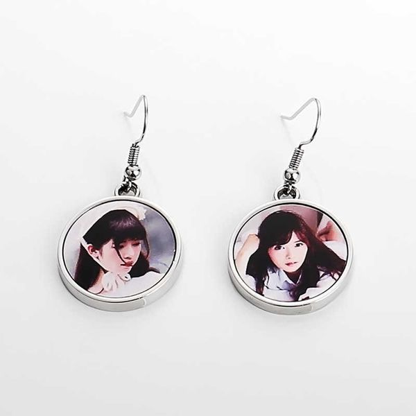 Nouveau bricolage chaud personnalisé Sublimation blanc rond métal Photo boucles d'oreilles 10 paire/lot Y1010