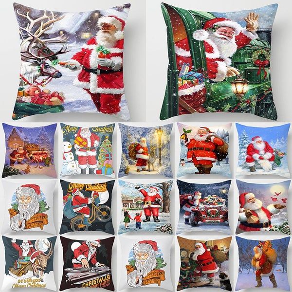 

cushion/decorative pillow 1pcs red christmas santa claus snow pattern 45*45cm polyester cushion cover decorative sofa home car decor pillowc
