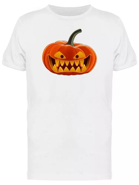 

crazy grin pumpkin men's tee -image by shutterstock, White;black
