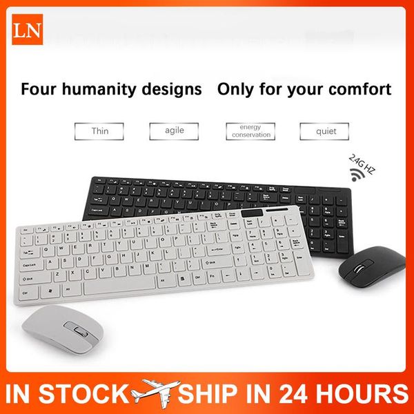 

keyboard mouse combos fashion home office internet cafe set ultra-thin silent 2.4g wireless and 1600dpi