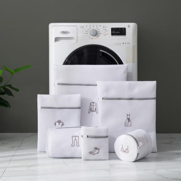 

laundry bags 6pcs mesh wash household washing machine bag for underwear bra socks dirty clothes reusable zippered organizer