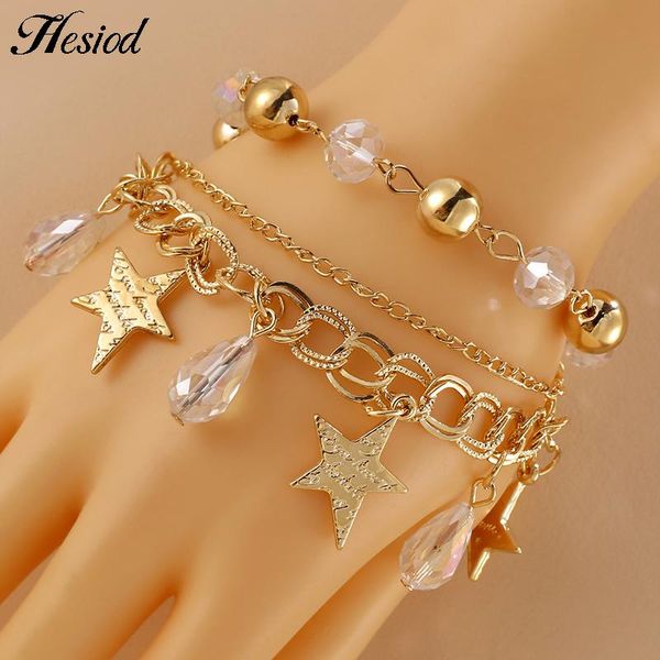 

charm bracelets hesiod multilayer star bracelet imitation pearl cute lady hollow bow love adjustable exaggerated, Golden;silver