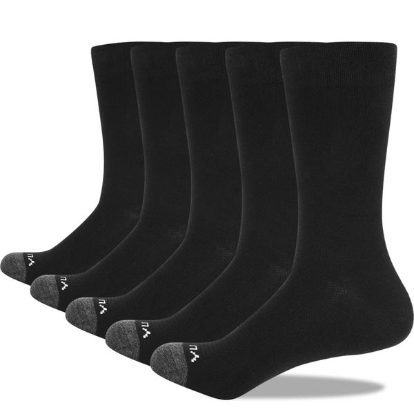 

yuedge 5 pairs mens bla sos comfort breathable combed cotton business dress sos lightweight summer thin sos 38-47 eu, Black