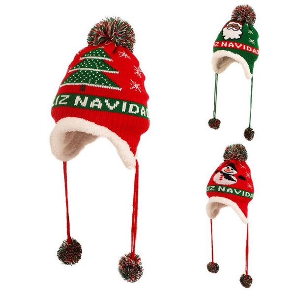 

caps & hats kids christmas hat 2021 baby boy girls santa claus reindeer snowman xmas gifts cap tree beanie, Yellow