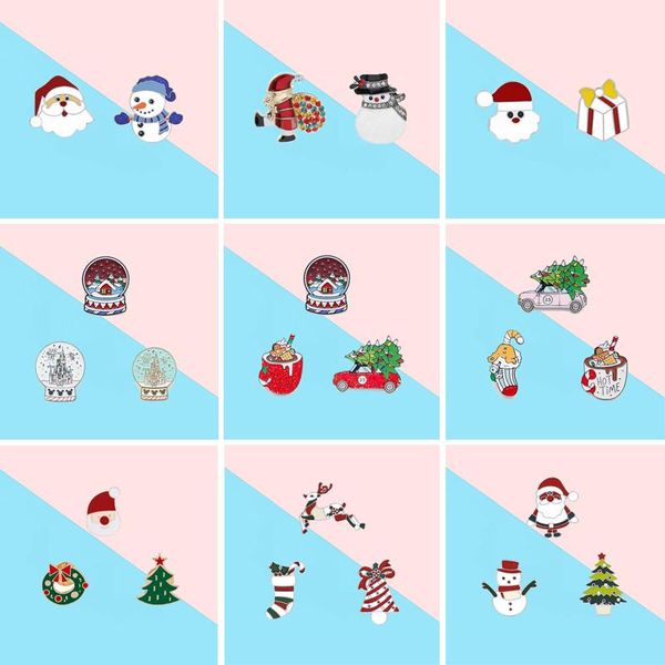 Pinos, Broches Desenhos Animados Papai Noel Meias De Natal Árvores De Cristal Bola Esmalte Pins Bag Badge Jóias Presentes Para Crianças Amigos