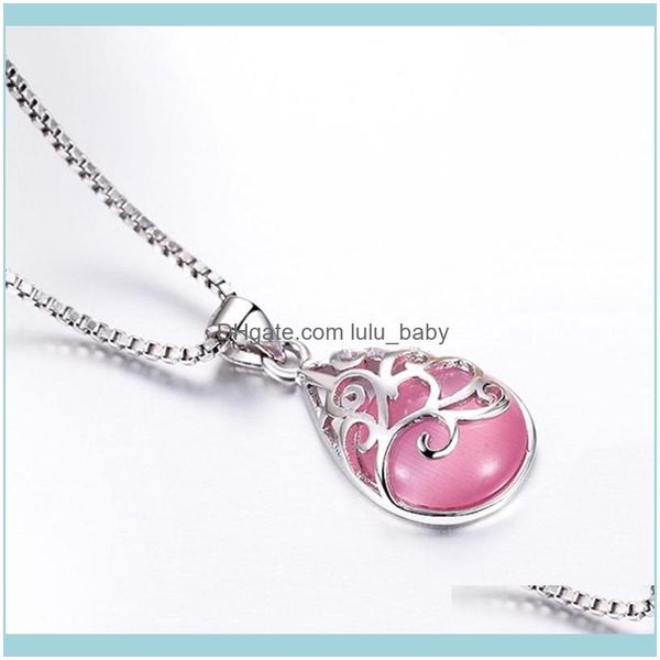 

chains necklaces & pendants jewelrychains opal pendant necklace women hollow out jewelry aessories fashion neck decorations with 45 cm lengt, Silver