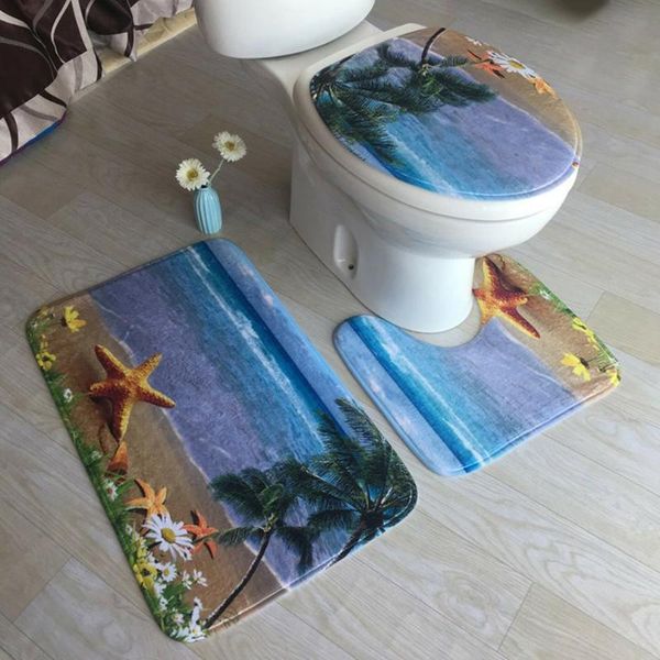

bath mats 1 types 3pcs set bathroom non-slip pedestal rug + lid toilet cover mat