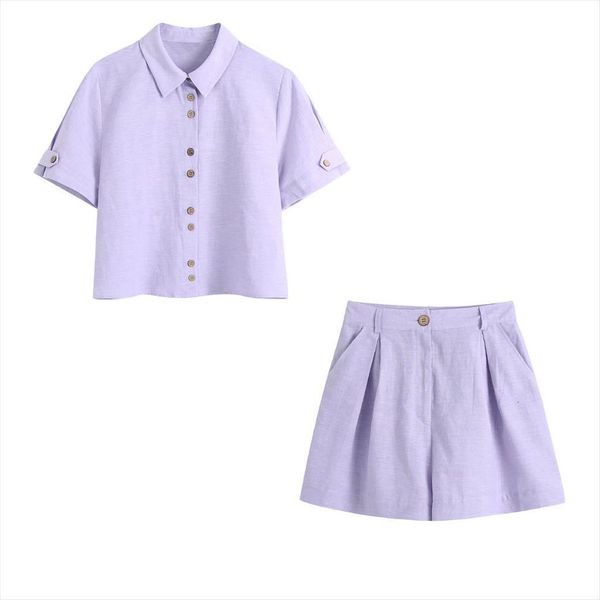 

summer two piece set short womens tracksuits sleeves shirt amp high waist pleated shorts chic outfit sets ensemble femme, Gray