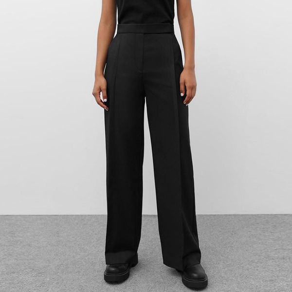 

women's pants & capris 2021 autumn black trousers casual loose straight workplace slim and versatile high waist pocket women, Black;white