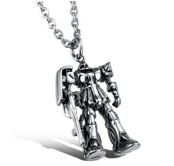 

design jewelry 2021 transformer robot necklace men's stainless steel taobao trendsetter jewelry, Silver