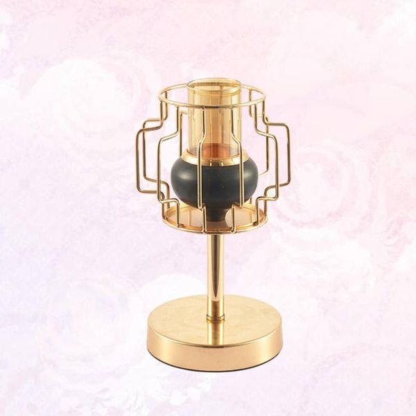 

candle holders plating iron art holder retro hollowed candlestick lamp shape decor for wedding party home decoration - size