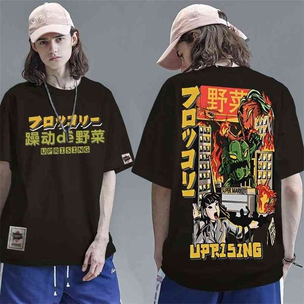 

men hip hop t shirt japanese harajuku cartoon monster t-shirt streetwear summer tees cotton tshirt oversized hiphop 210706, White;black