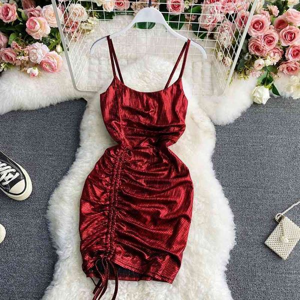 

two piece dress new sleeveless ruched bodycon women fashion summer mini metal color skinny backless party club outfits s7, White