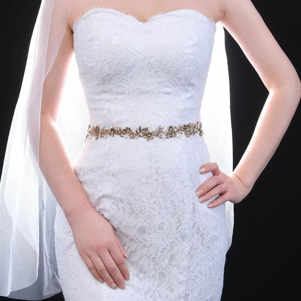 

wedding sashes ueen sh355 gold dress belt alloy leaf cocktail dresses belts female for jewelery accessories, White