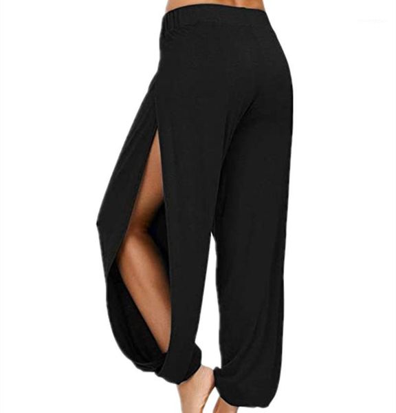 

women's pants & capris merry pretty summer high slit haren women solid hippie harem wide leg trousers s-3xl, Black;white