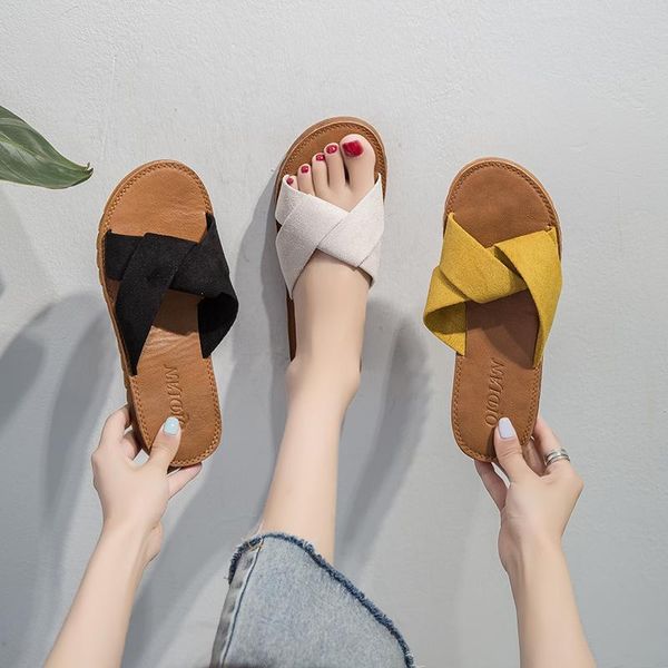 

slippers female shoes women summer slides fashion 2021 rubber beach luxury flat fabric basic tpr pu rome cotton woma, Black