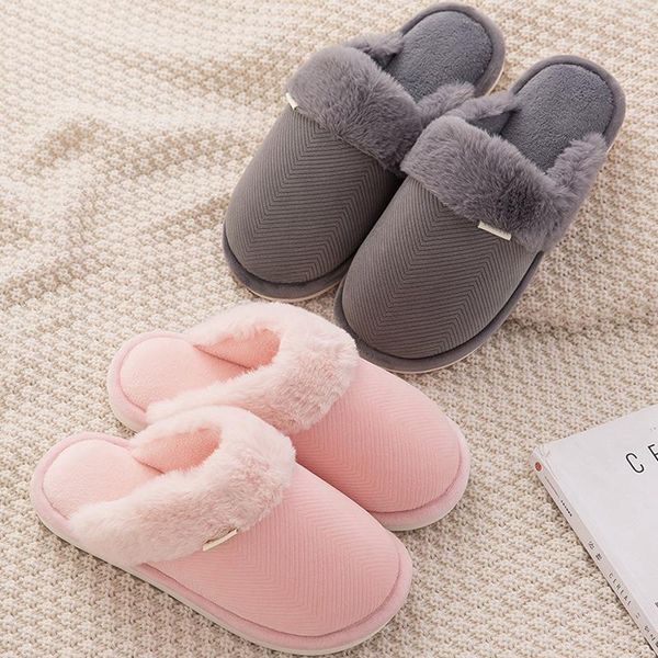 

slippers 2021 fluffy comfort plush anti-slip indoor winter warm slides women cozy faux fur slip-on couples house flat shoes, Black