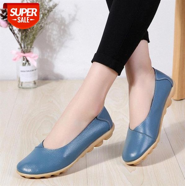

women's ladies female woman shoes flats mother shoes cow genuine leather loafers ballerina non slip on zapatillas mujer ballet #ly3q