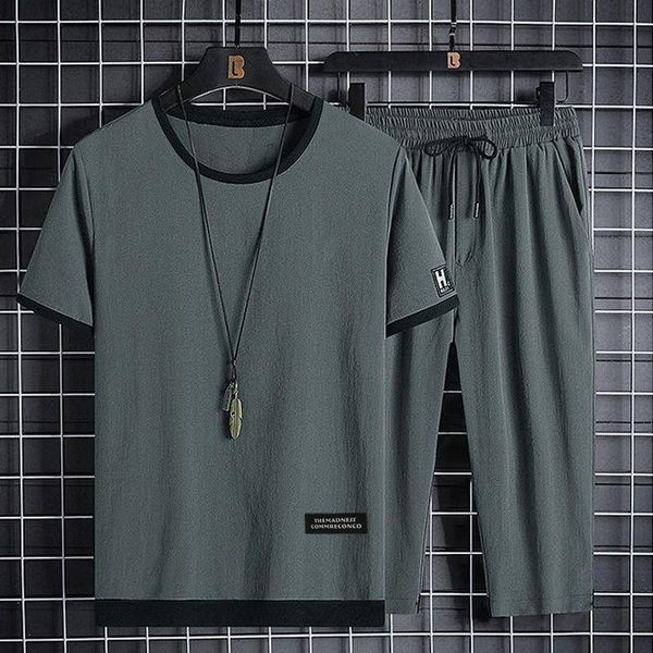 

suit men's summer breathable loose large casual sports tracksuits, Gray