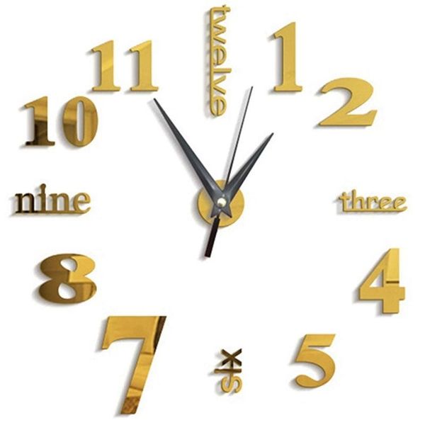 

large wall clock mirror sticker big watch home decor unique gift diy clocks