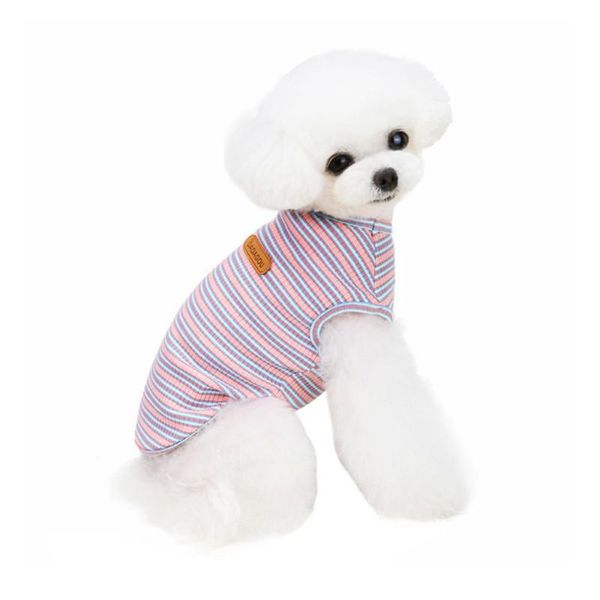 

pet cats and dogs spring summer breathable thin color striped vest clothes cat costumes