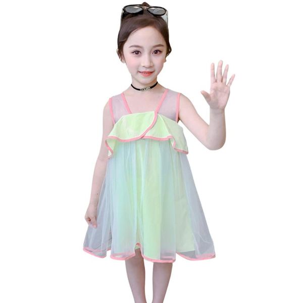 

girl's dresses girls dress mesh girl party patchwork child summer clothes 6 8 10 12 14, Red;yellow