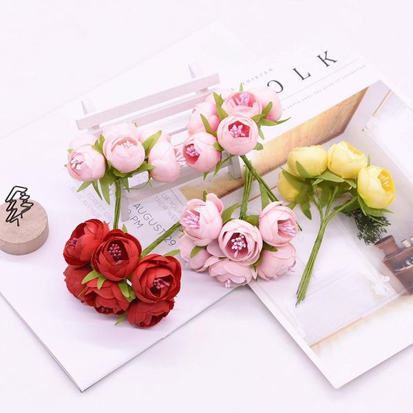 

decorative flowers & wreaths 2 bouquet 12pcs simulation rose 2021 wedding party decoration props scene fake
