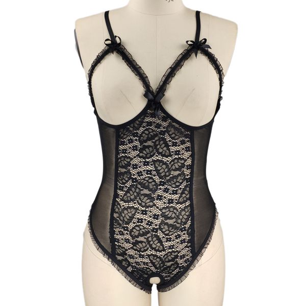 

open crotch dew milk underwear lace bodysuit fun suit perspective backls pajamas, Red;black