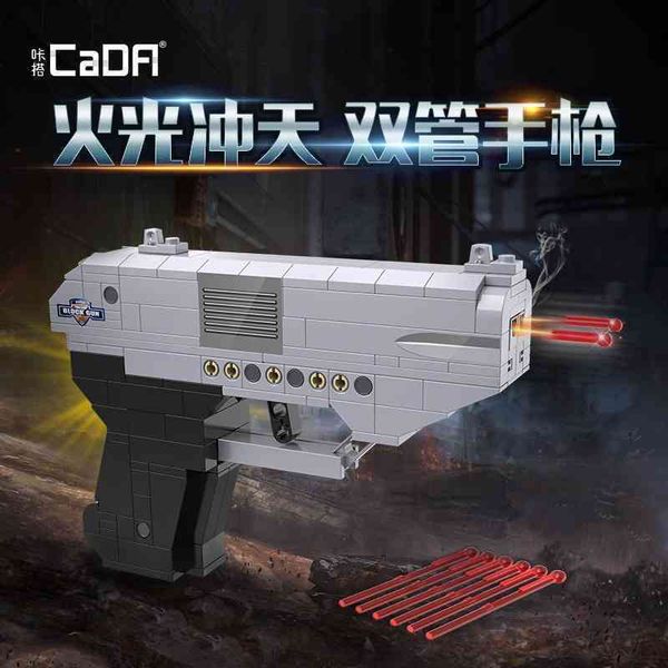 

desert eagle barrel pistol can fire building block to spell double eagle c81010 children's puzzle assembled toy gun, Blue