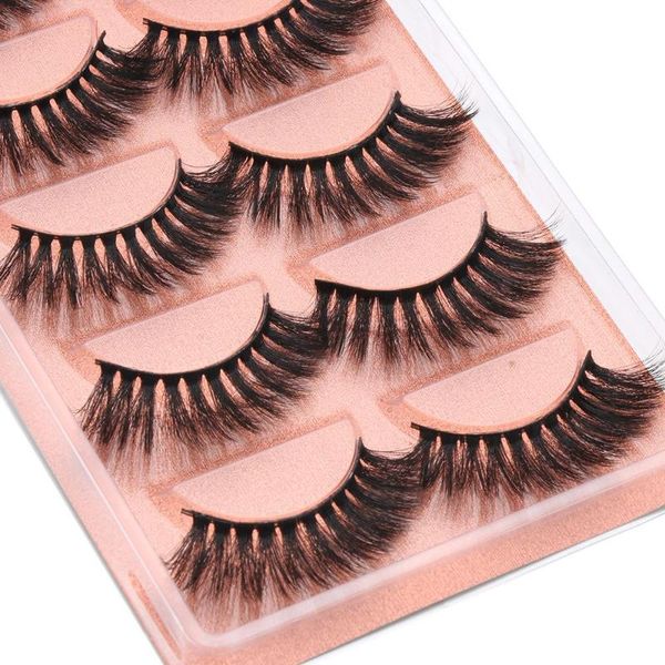 

false eyelashes 5 pairs 3d fake hand made natural long faux mink lashes reusable eyelash extensions makeup tool