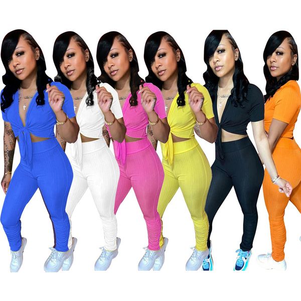 

women two pieces sets summer tracksuits short sleeve tie up crop stacked bell bottom ruched pants suit fitness outfits 2pcs s-2xl, Gray