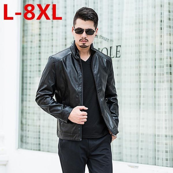 

men's fur & faux arrival leather jackets jacket male outwear coats spring autumn pu coat plus size7xl 6xl 5xl 4xl, Black