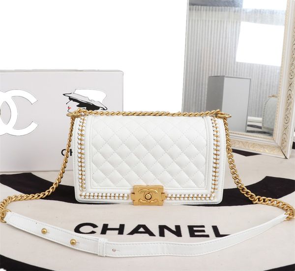 

20215a brand luxury designer women's bag 2021 caviar leather shoulder bag gold chain horizontal hand bag pocket envelope purse