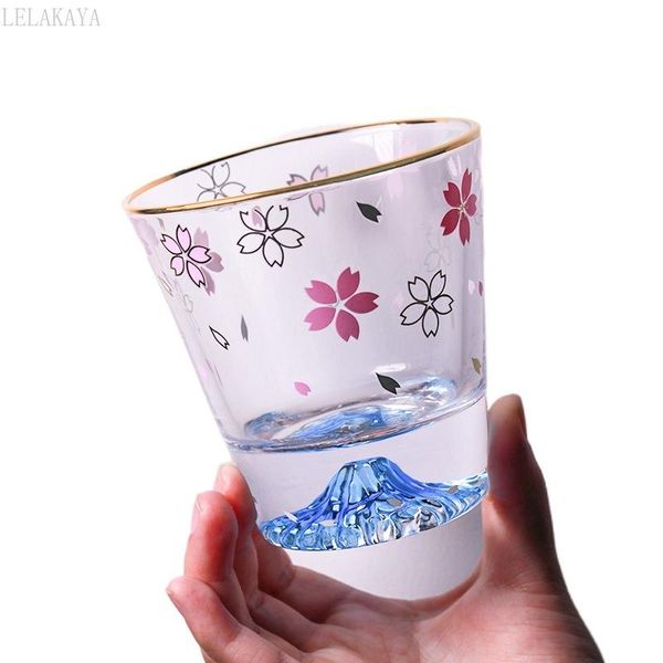 

wine glasses 290ml japanese-style household creative mount fuji sakura cups volcanic transparent glass girly heart cute cold drink
