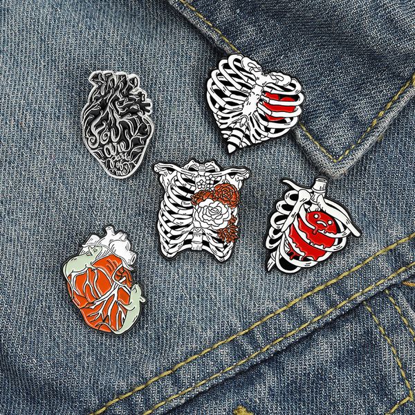 

heart skull enamel brooches pin for women fashion dress coat shirt demin metal funny brooch pins badges promotion gift, Gray