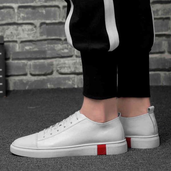 

dress shoes fashion autumn white men genuine leather moccasins breathable lace-up mens casual luxury sneakers man flat footwear ivx5, Black