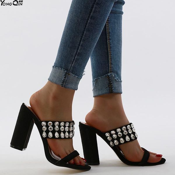 

spring rhinestone high heels sandals peep toe platform women's pumps shoes, Black